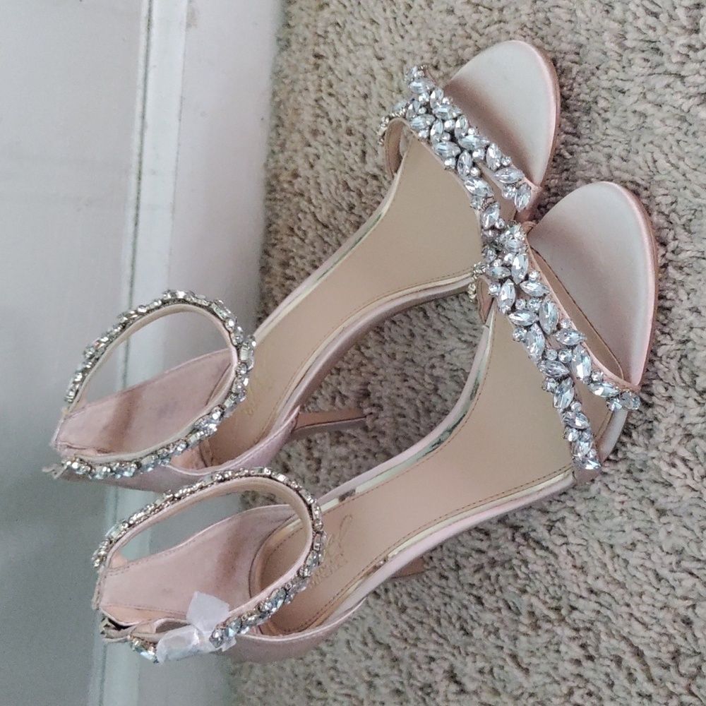 Jewel Badgley Mischika Women's Caroline Embellished Satin Ankle Strap Sandal